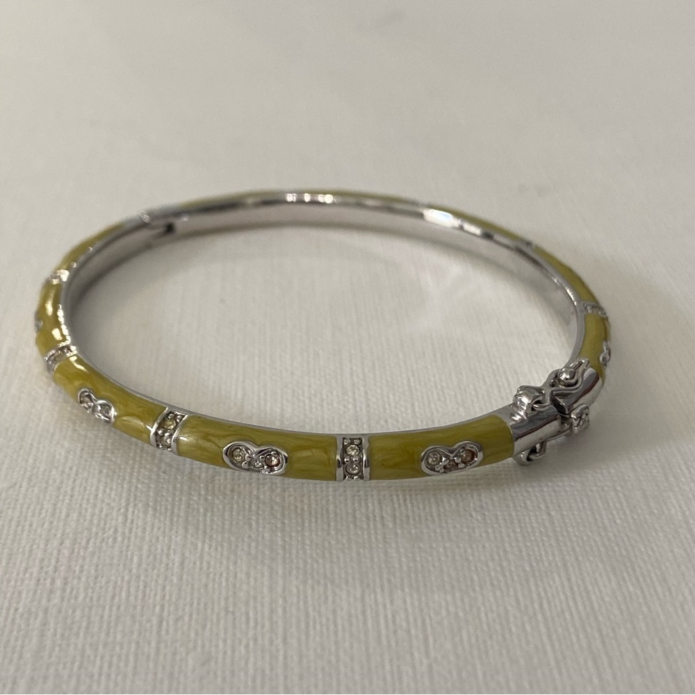 BANGLE Bracelet Enamel with Hearts Crystals Design - Picture 7 of 7